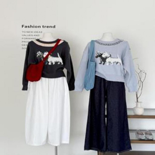 여성용 긴소매 니트